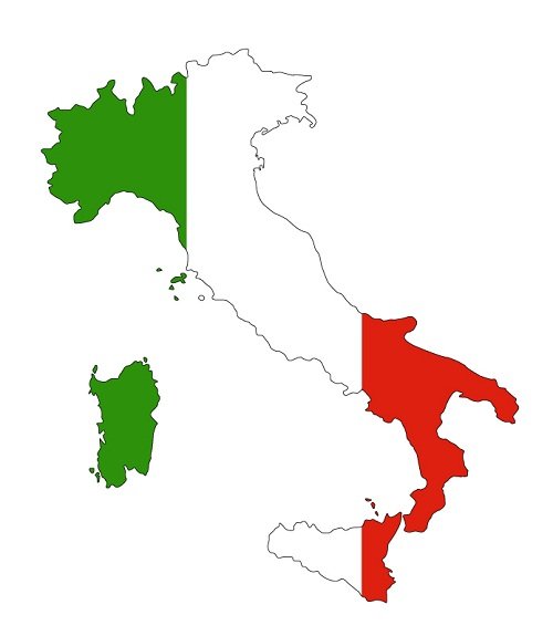 Mappa dell'Italia con i colori della bandiera